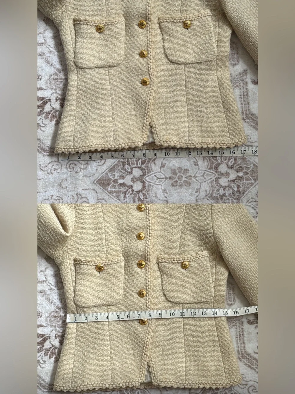 Chanel vintage 1990 spring summer ecru runway jacket no size tag